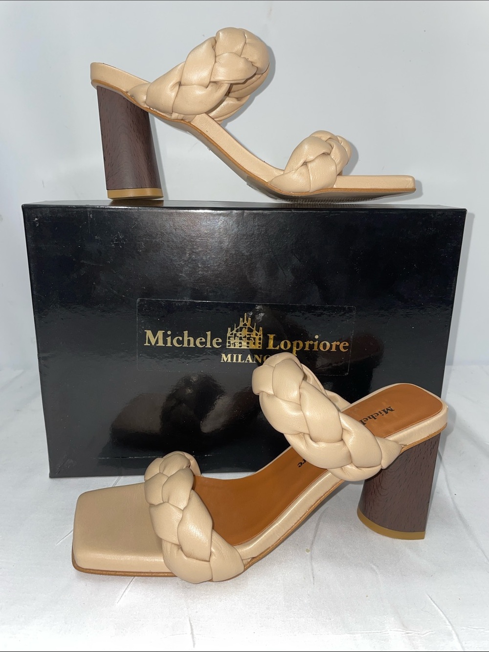 MICHELE LOPRIORE MILANO SERENA CAPUCHINO CHUNKY BLOCK HEELS FTL-06-026
